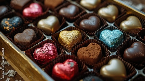 Heart-shaped chocolates in a luxury gift box © Bijac
