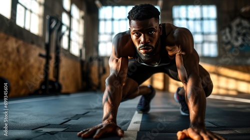 An athlete training in a gym for a competition