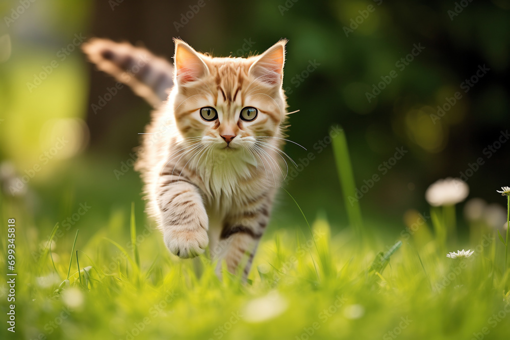 Curious Kitten in a Lush Garden