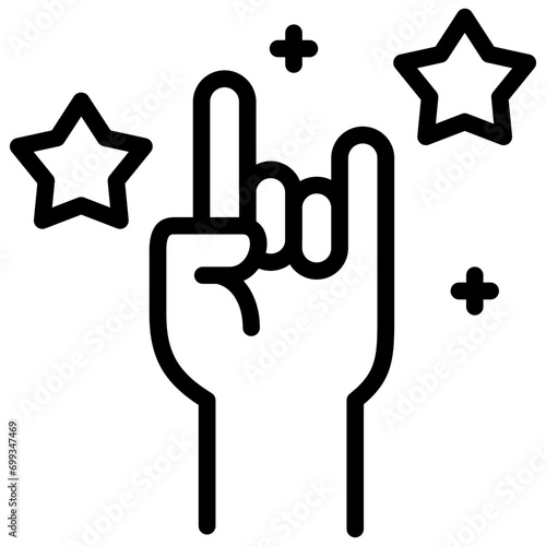 rock and roll icon illustration design with outline