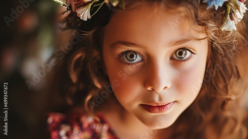 Professional close up portrait photo of 5 year old girl best ever birthday party photo