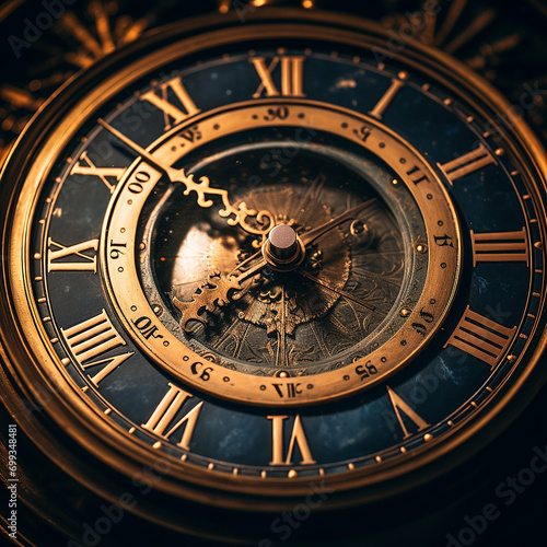 A Close Up of A Vintage Clock, AI Generated