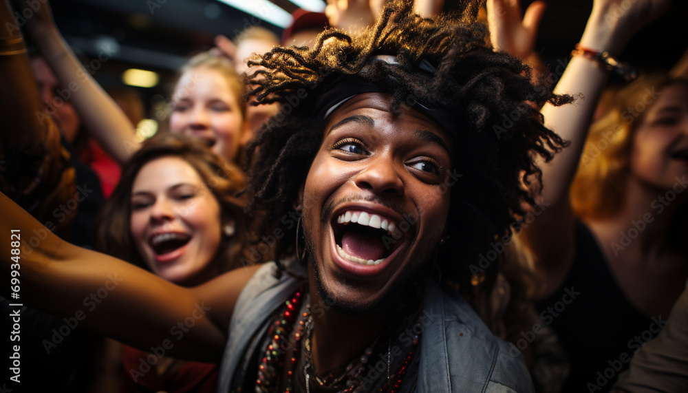 Young women enjoying a carefree night, dancing and laughing together generated by AI