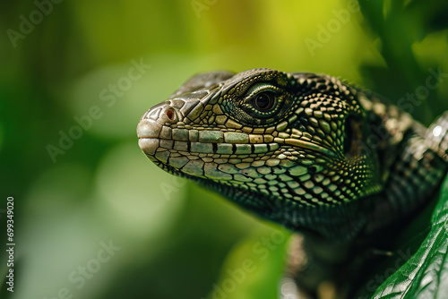 Close-up View of a Lizard on a Leaf