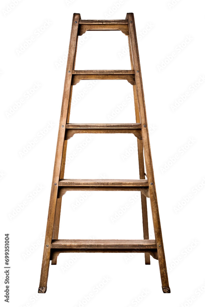 Wooden Ladders, transparent background, isolated image, generative AI Wooden Ladders, transparent background, isolated image, generative AI