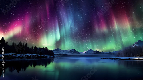 Aurora Borealis in a Night Sky 