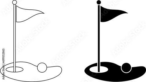 outline silhouette golf flag icon photo