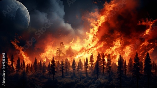 Forest fire climate change. (Generative AI).