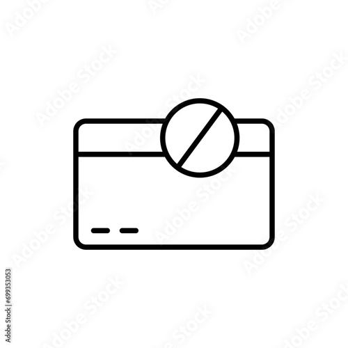 Blocked card outline icons, payment minimalist vector illustration ,simple transparent graphic element .Isolated on white background