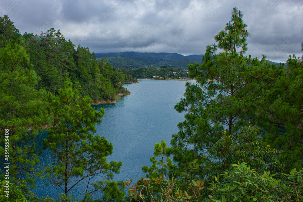 Lakeside Majesty: Horizontal View of Montebello Lagoon in Chiapas National Park