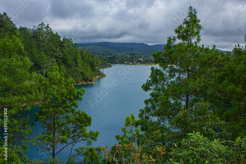 Lakeside Majesty: Horizontal View of Montebello Lagoon in Chiapas National Park