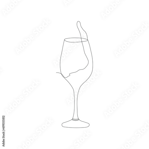 glass one line art, continuous drawing. Vector illustration isolated on white background
