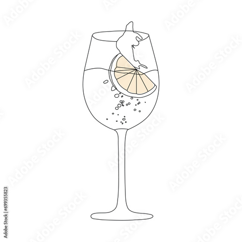 glass one line art, continuous drawing. Vector illustration isolated on white background
