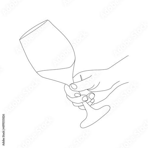 glass one line art, continuous drawing. Vector illustration isolated on white background
