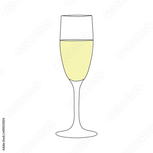 glass one line art, continuous drawing. Vector illustration isolated on white background
