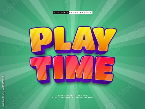 play time editable text effect kids style