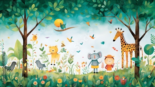 Imaginative Adventure: Whimsical Nature in Children's Book Illustration photo