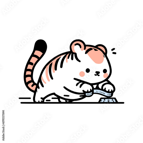 Minimal Chubby Animal Need to Exercise funny clipart of tiger