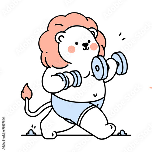 Minimal Chubby Animal Need to Exercise funny clipart of lion
