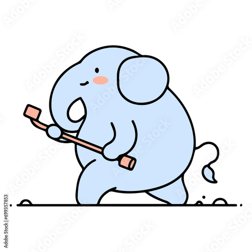 Minimal Chubby Animal Need to Exercise funny clipart of elephant