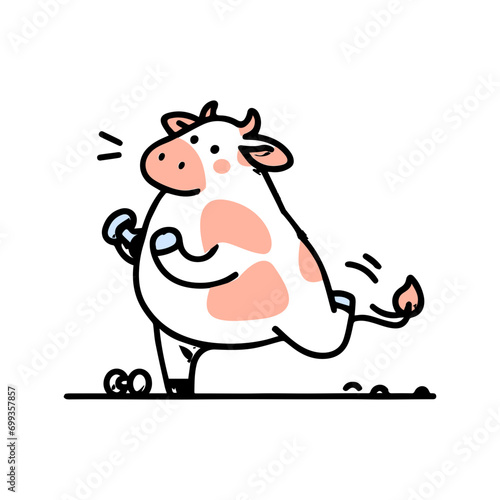 Minimal Chubby Animal Need to Exercise funny clipart cow