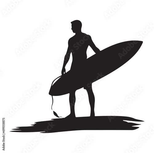 Surfers surfing silhouette vector illustration