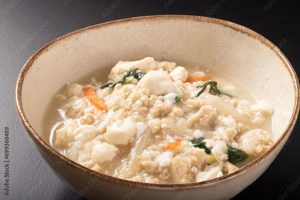 豆腐と鶏ひき肉のあんかけ丼