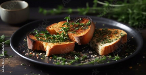 Freshness and gourmet meal grilled bread with healthy eating slice generated by AI