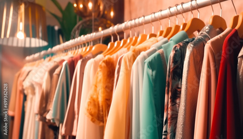 Fashion store showcases elegant collection of multi colored garments for sale generated by AI