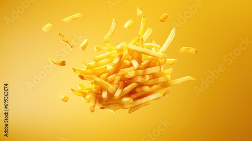 French fries levitate isolated on transparent background
