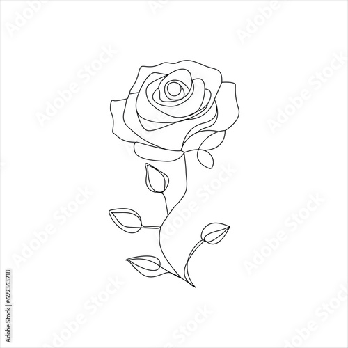Rose one continuous line drawing. Floral flower natural design. Graphic, sketch drawing. rose
