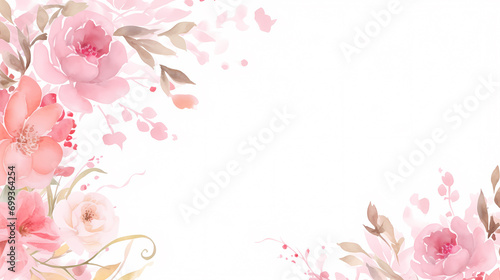 Floral frame with watercolor flowers, decorative floral background pattern