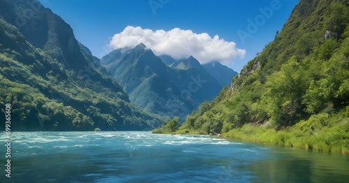 Mountainous landscape framing a serene lake © LilithArt