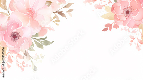 Floral frame with watercolor flowers, decorative floral background pattern