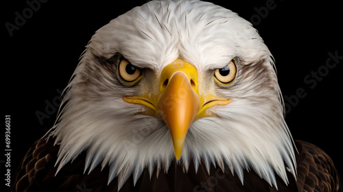 portrait of a bald eagle. Eagle Close Up Portrait. sea eagle looking straight camera. AI Generative