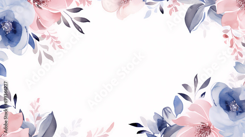 Floral frame with watercolor flowers, decorative floral background pattern