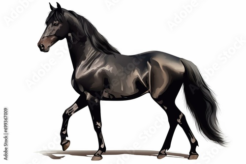 isolated black horse illustration on white background. Generative AI