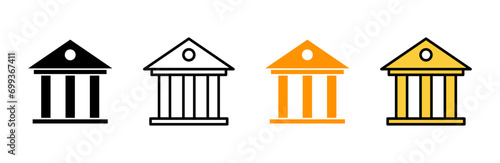 Bank icon set vector. Bank sign and symbol, museum, university