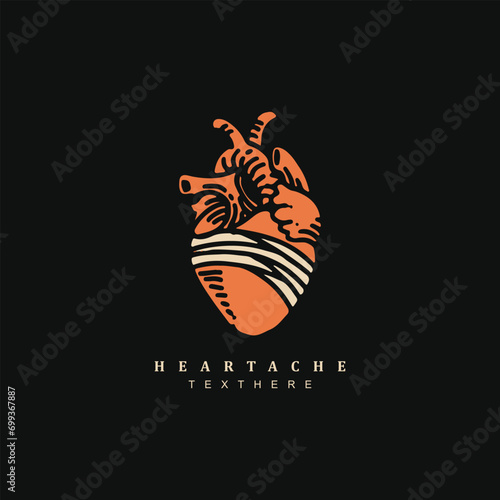 Vector of broken heart or heartache design illustration
