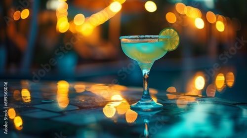 Poolside Evening: A Margarita Moment Under the Lights