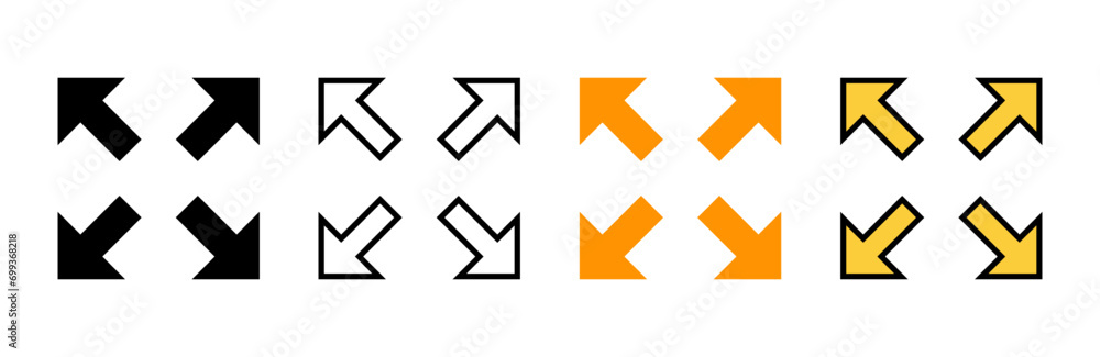 Fullscreen Icon vector. Expand to full screen sign and symbol. Arrows symbol Fullscreen Icon vector. Expand to full screen sign and symbol. Arrows symbol