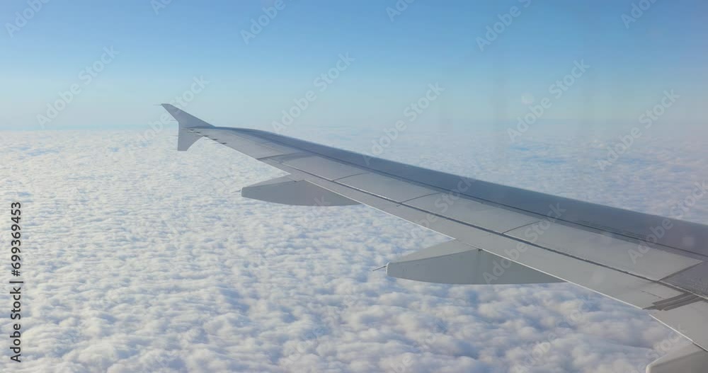 Flying on a plane, view on the wing Flying on a plane, view on the wing
