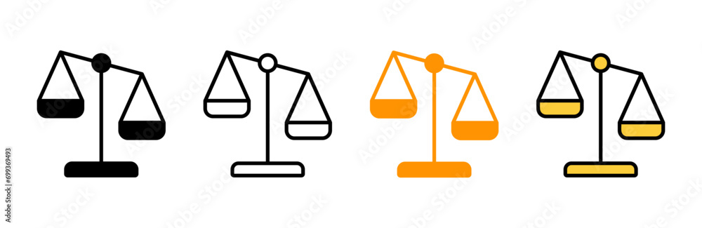Scales icon set vector. Law scale icon. Justice sign and symbol Scales icon set vector. Law scale icon. Justice sign and symbol