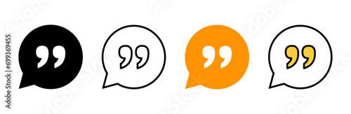 Quote icon set vector. Quotation mark sign and symbol