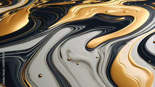 Black and gold fluid art background