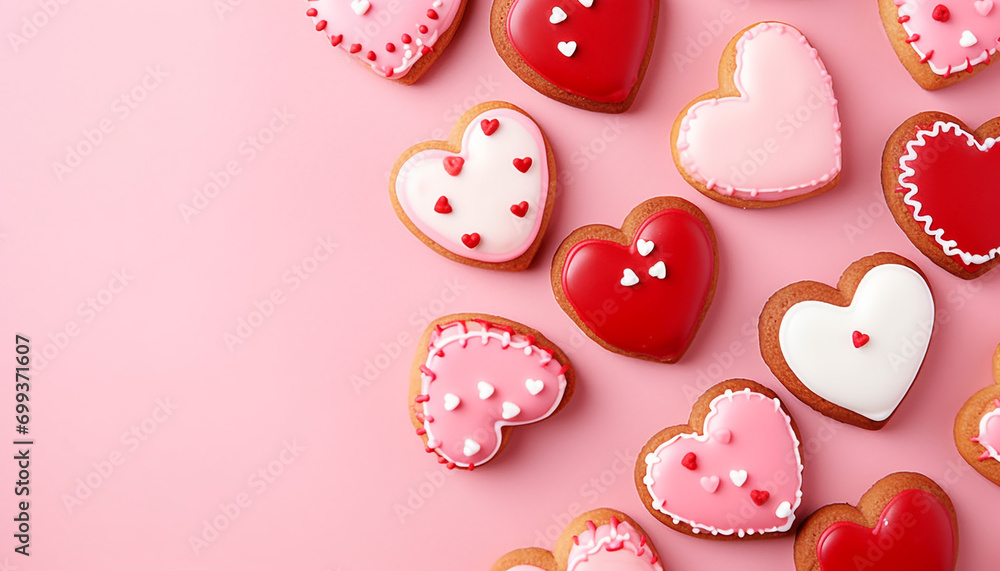Love shaped dessert, homemade cookie, pink icing, sweet indulgence generated by AI