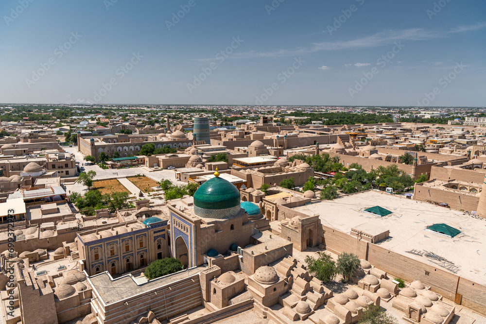 Khiva, Uzbekistan, the old town aerial view. Uzbekistan, Central Asia.