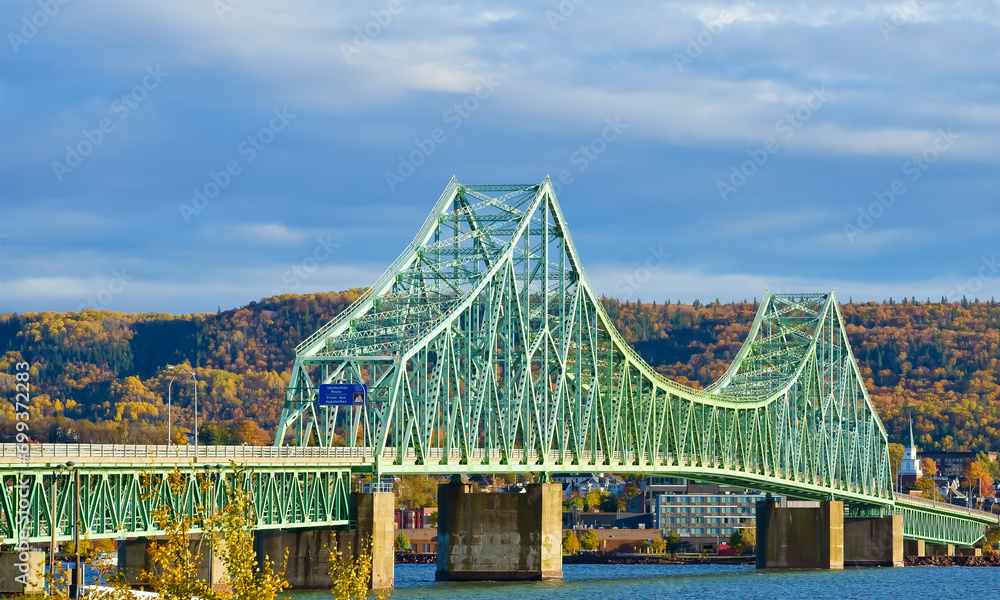 Fototapeta premium Historical steel deck-truss bridge Campbellton NB Canada