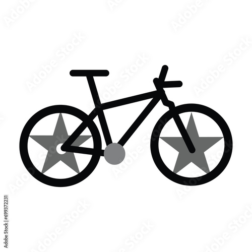 bicycle transport isolated icon vector illustration design graphic flat style black and white. silhouette design elements with a nature theme. Vector icon symbol in black and white