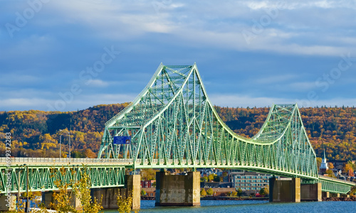 Historical steel deck-truss bridge Campbellton NB Canada
